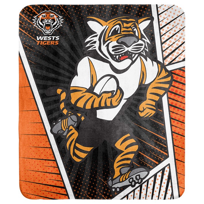 NRL Wests Tigers Coral Fleece Throw