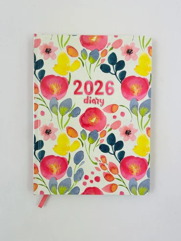 2026 Diary A5 Week-To-View (WTV) Case Fleur - Ozcorp