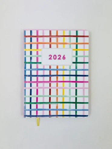 2026 Diary A5 Week-To-View (WTV) Case Rainbow Checkers - Ozcorp