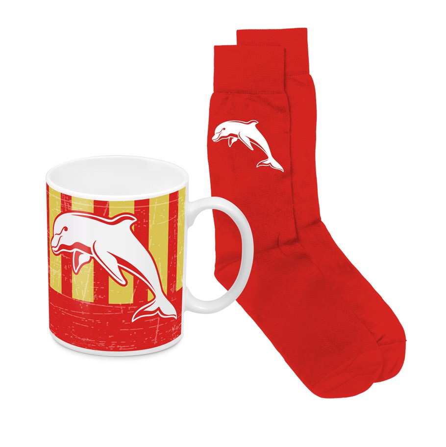 NRL Dolphins Heritage Mug & Sock Gift Pack