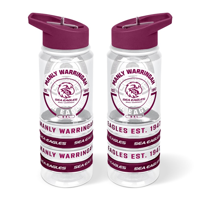 NRL Manly Warringah Sea Eagles Drink Bottle with Wrist Bands
