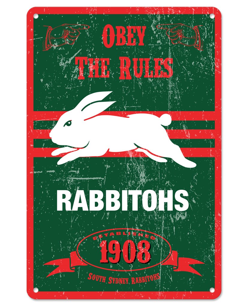 NRL South Sydney Rabbitohs Retro Metal Sign