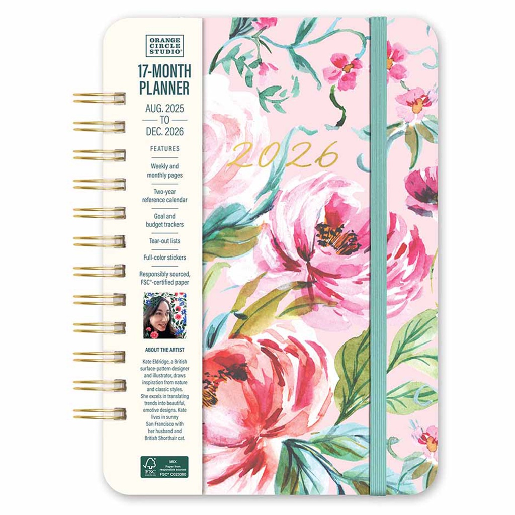 2026 17-Month Do It All Planner (August 2025 to December 2026) Bella Flora - Orange Circle Studio