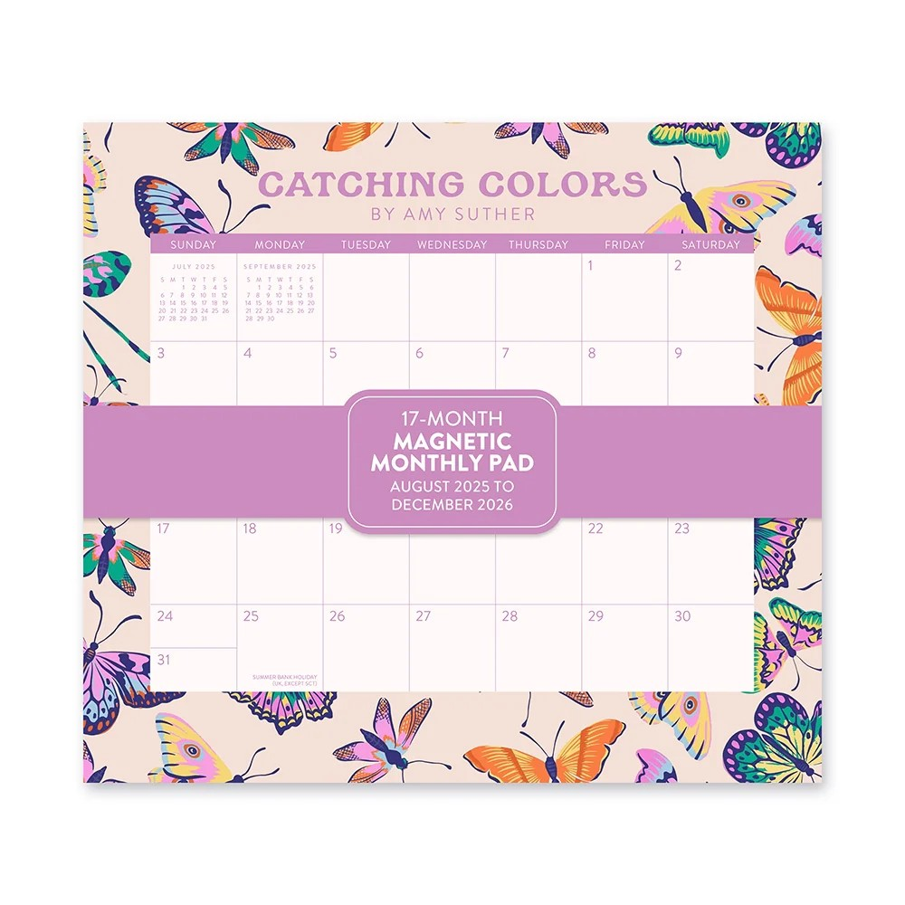 2026 17-Month Magnetic Monthly Pad (August 2025 to December 2026) Catching Colours - Orange Circle Studio