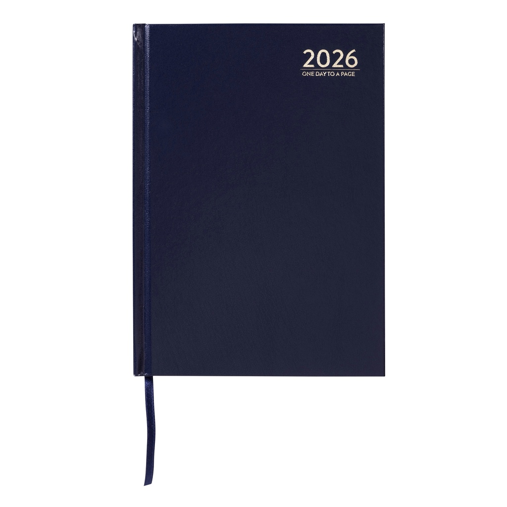 2026 Diary A5 Day-To-A-Page (DTP) Case Bound Blue - Cumberland