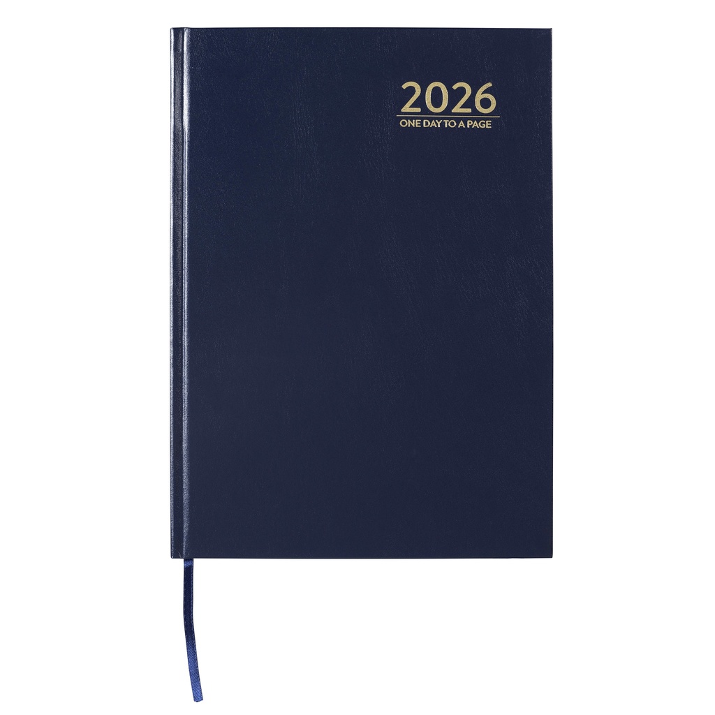 2026 Diary A4 Day-To-A-Page (DTP) Case Bound Blue - Cumberland