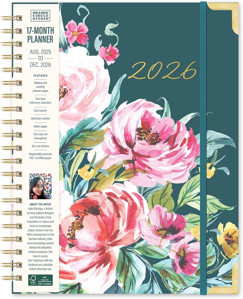 Orange Circle Studio Bella Flora Delux XL Spiral Planner 2026