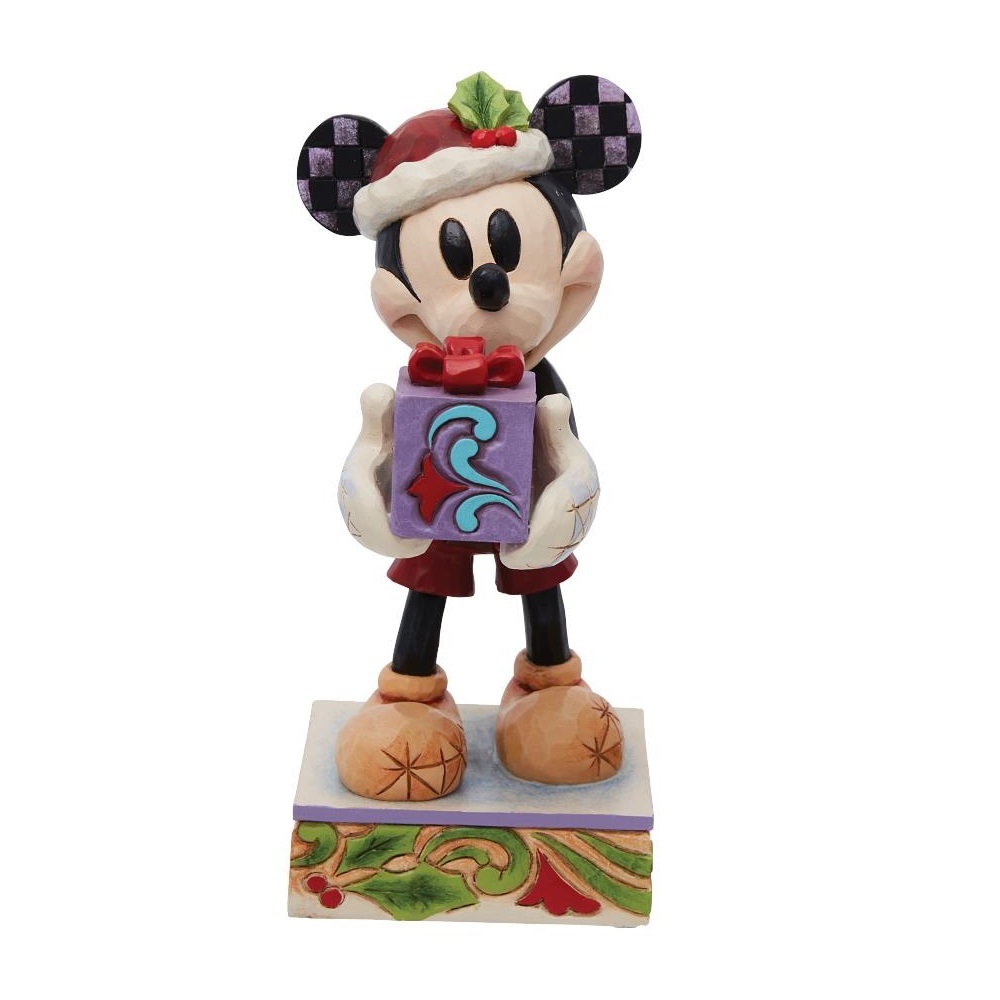 "Secret Santa" Santa Mickey Holding Present  - Disney Traditions By Jim Shore