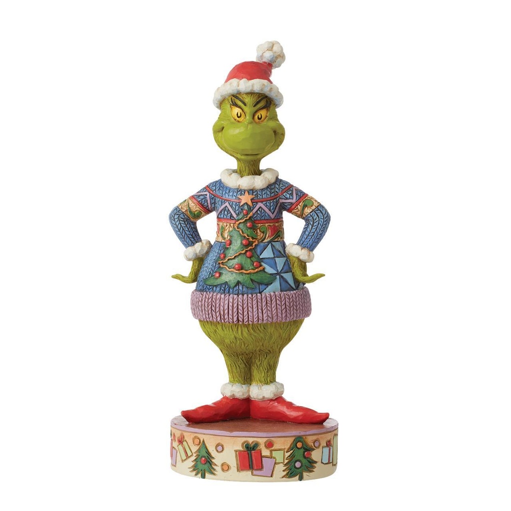 Jim Shore Dr. Seuss Collection: Grinch in Ugly Holiday Sweater Figurine 22cm (#6012704)