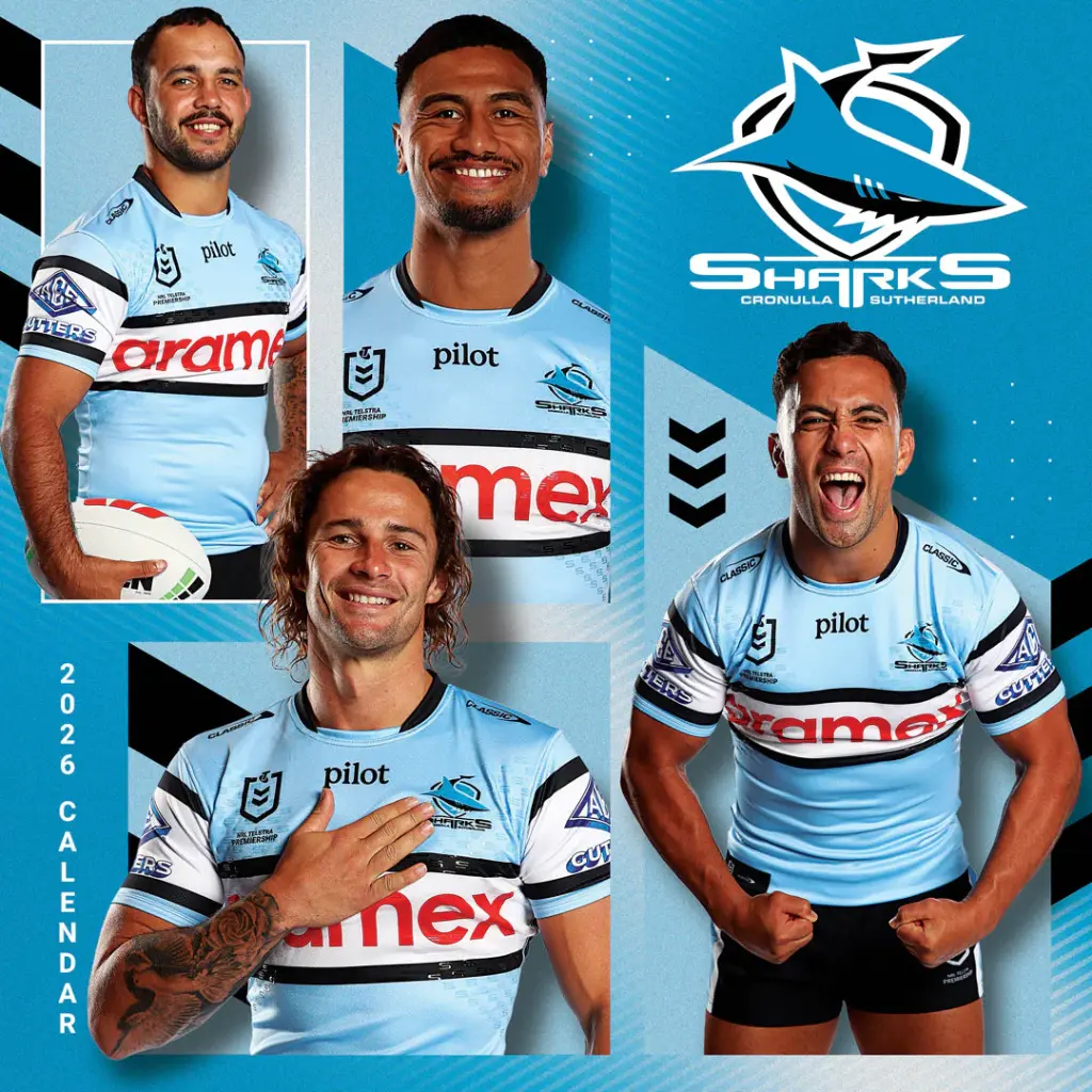 Paper Pocket NRL Cronulla Sharks 2026 Calendar