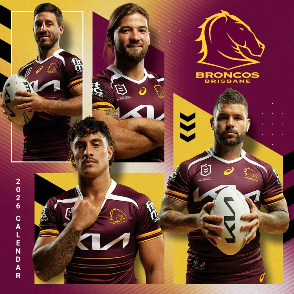 Paper Pocket NRL Brisbane Broncos 2026 Calendar