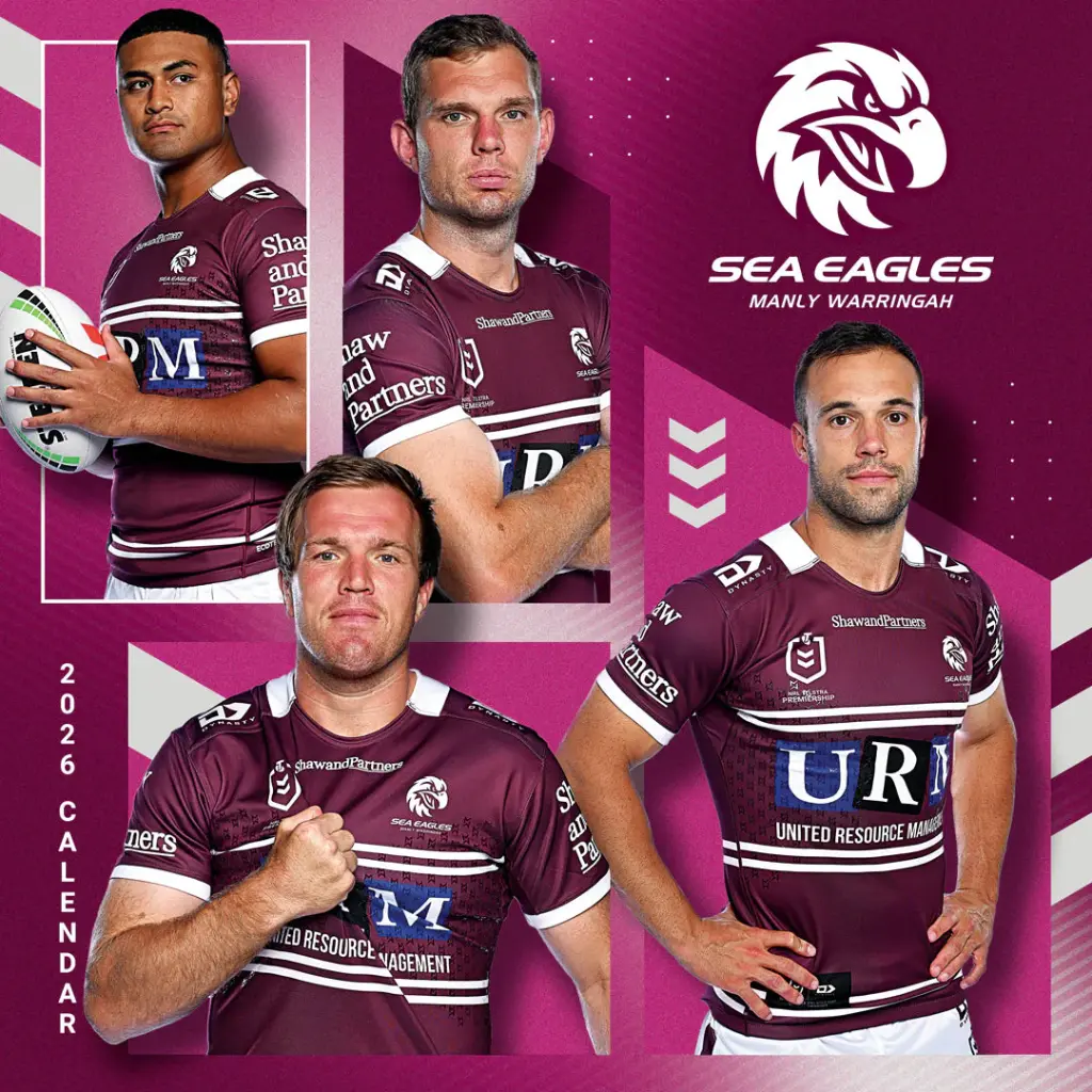 Paper Pocket NRL Manly Sea Eagles 2026 Calendar