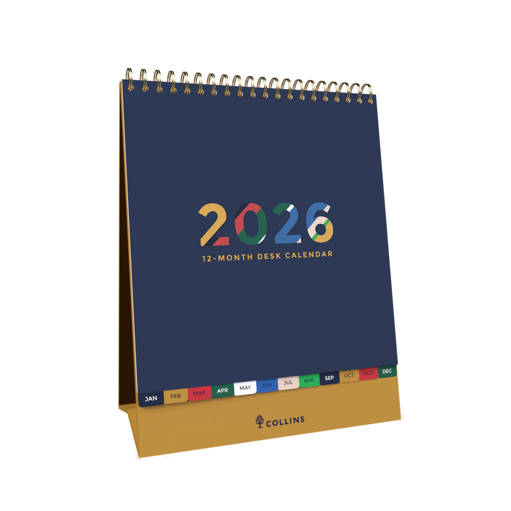 2026 Diary/Desktop Calendar Month-To-View (MTV) Wiro Bound Edge Mira - Collins Debden