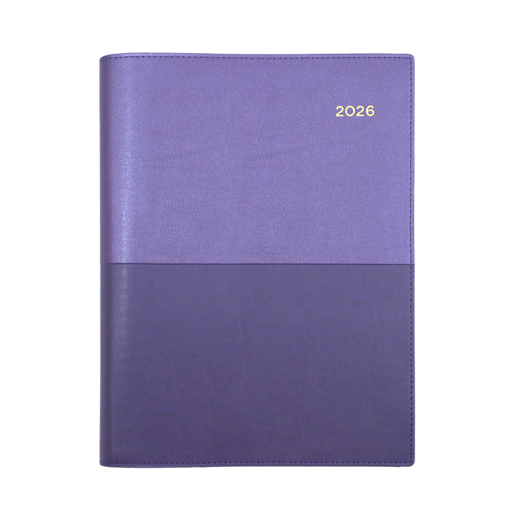 2026 Diary A4 Day-To-A-Page (DTP) Vanessa Purple - Collins Debden