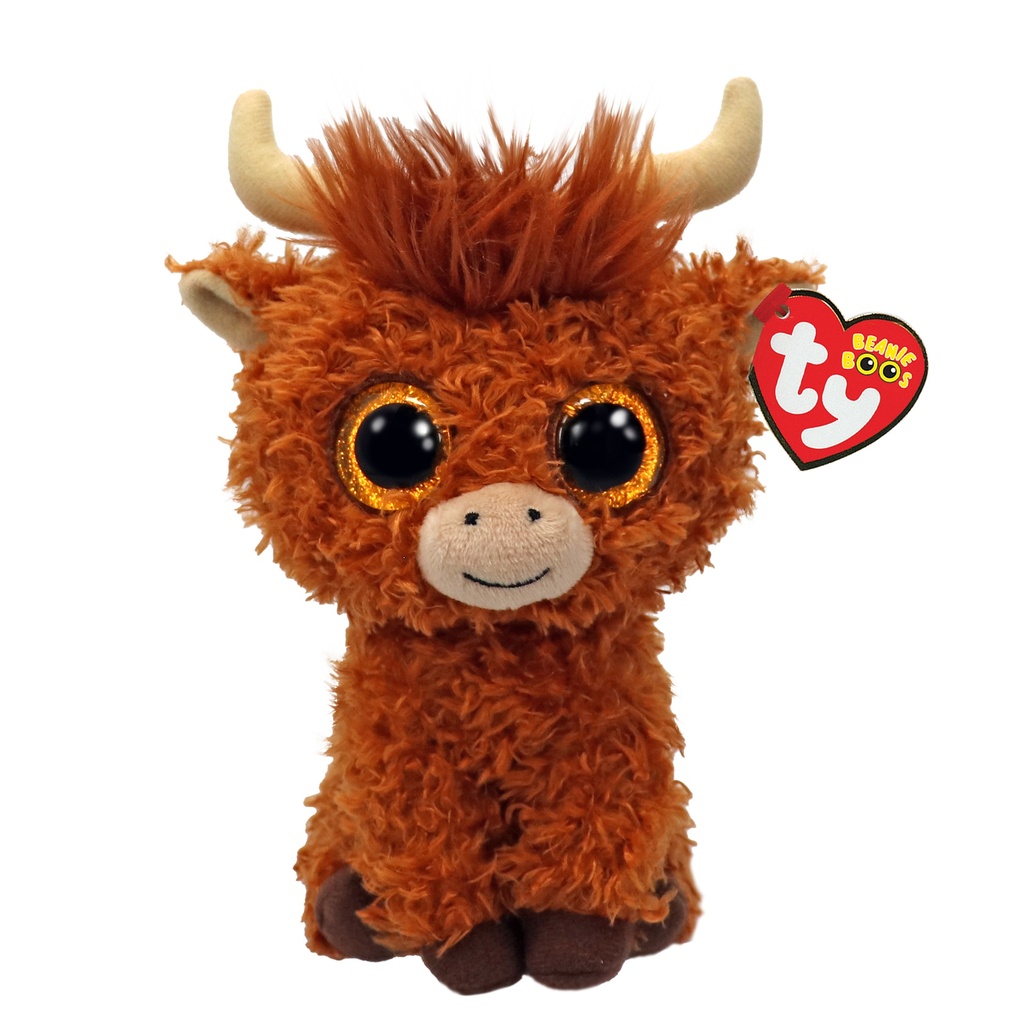 Ty Beanie Boos: Alfie the Brown Highland Cow Plush (Regular Size)