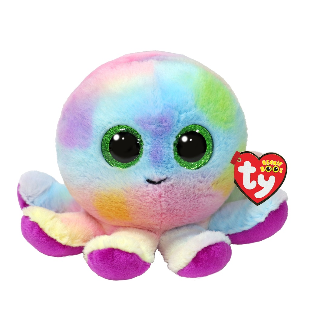 Ty Beanie Boos: Bubbles the Multi Coloured Octopus Plush (Regular Size)