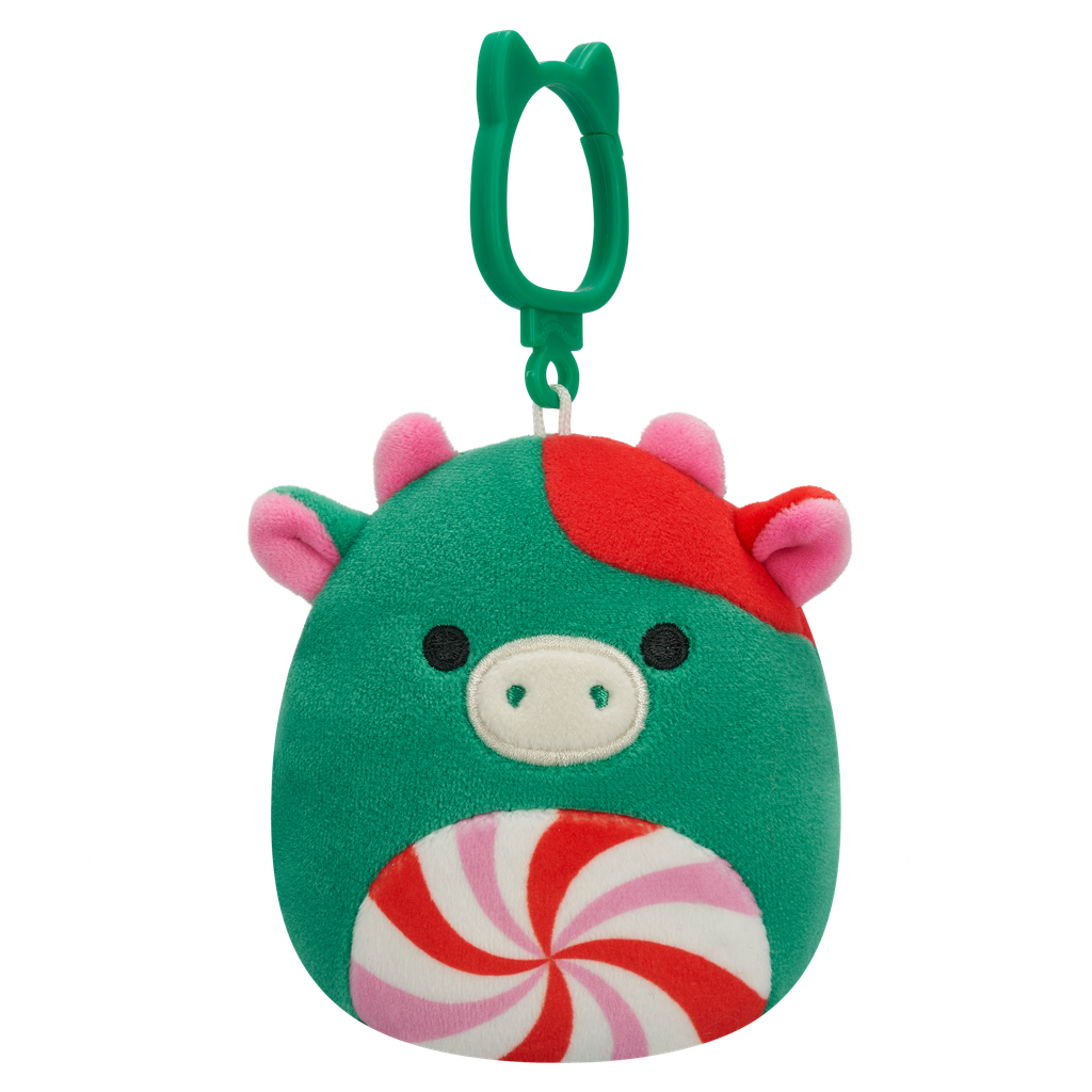 Ruben the Peppermint Cow 3.5 inch Squishmallows Clip-On Holiday 2025 