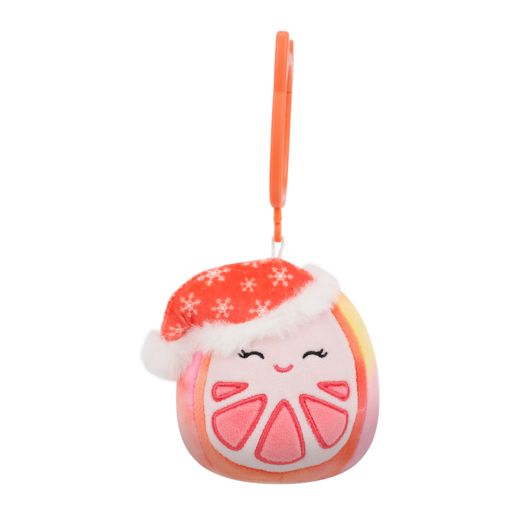 Kaldette the Pink and Yellow Grapefruit 3.5 inch Squishmallows Clip-On Holiday 2025 