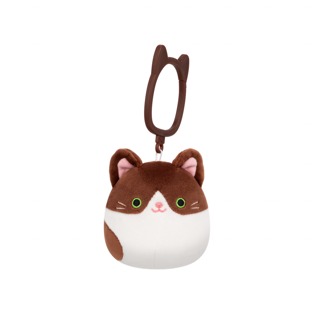 Glaudini the Brown Tuxedo Cat 3.5 inch Squishmallows Clip-On