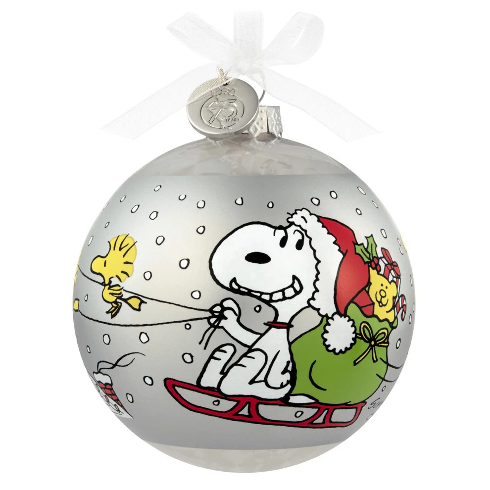Peanuts 75th Anniversary: Special Edition Glass Ball - 2025 Hallmark Keepsake Christmas Ornament
