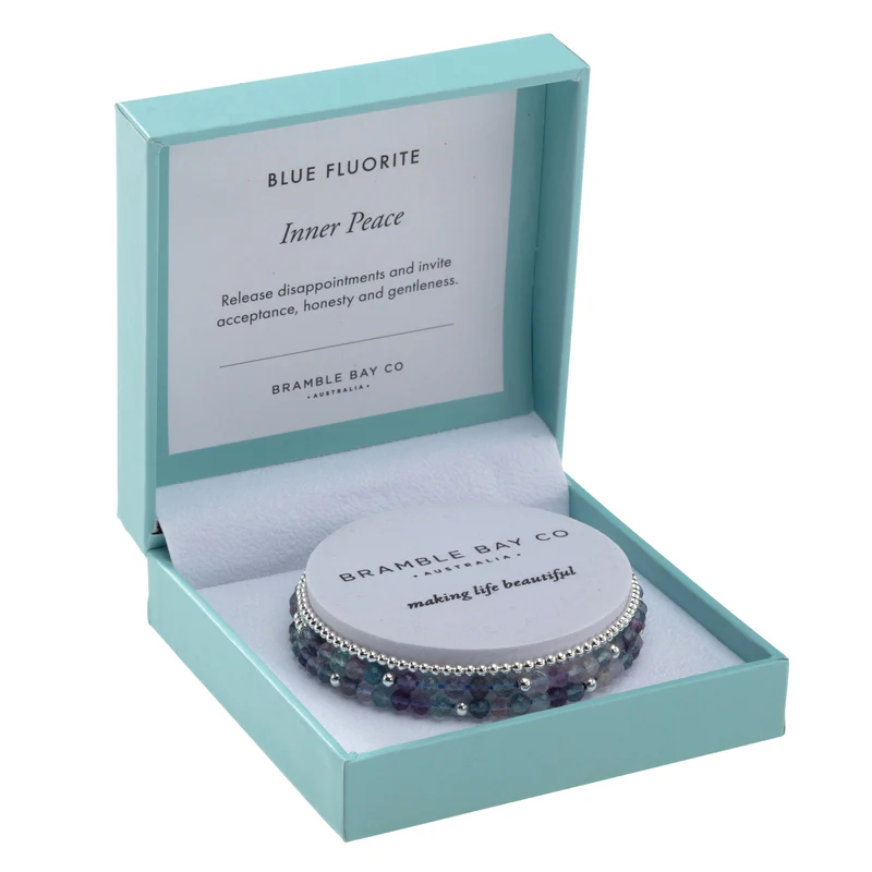 Bramble Bay Co - Trio Bracelet Set Blue Fluorite & Silver Plated Inner Peace