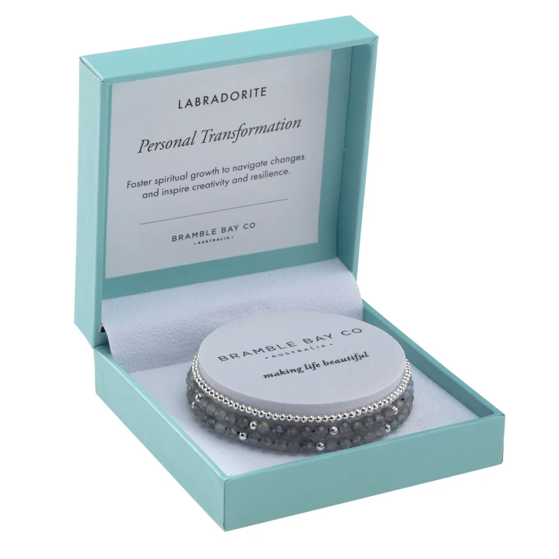 Bramble Bay Co - Trio Bracelet Set Labradorite & Silver Plated Personal Transformation