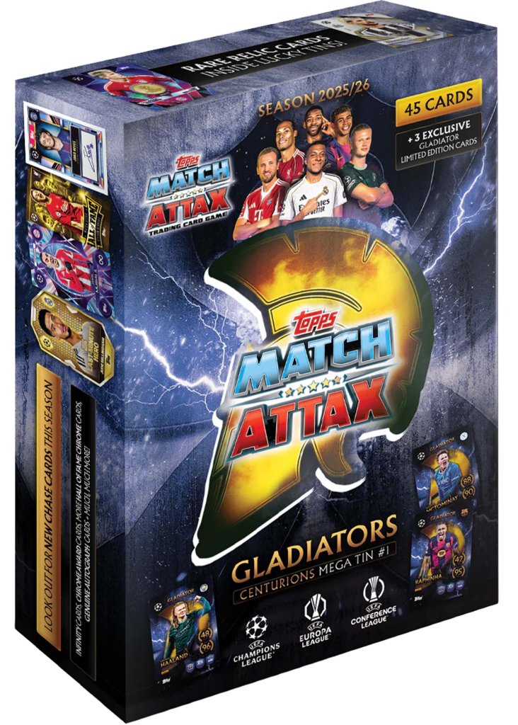 Topps UEFA Match Attax Champions League 2025/2026 Edition Soccer Trading Cards Mega Tin Gladiators