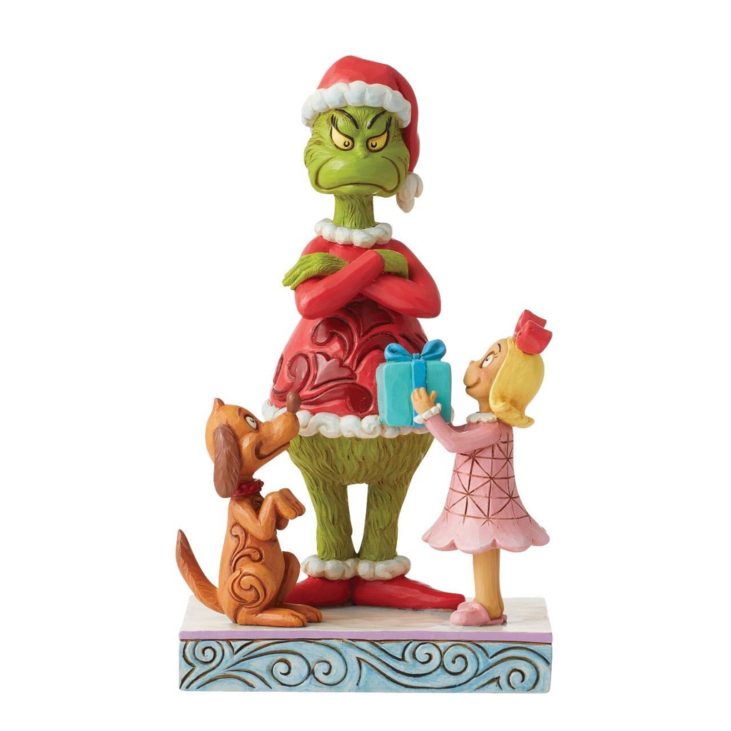 Dr Seuss The Grinch: Max and Cindy Giving Gift to Grinch - Disney Traditions by Jim Shore
