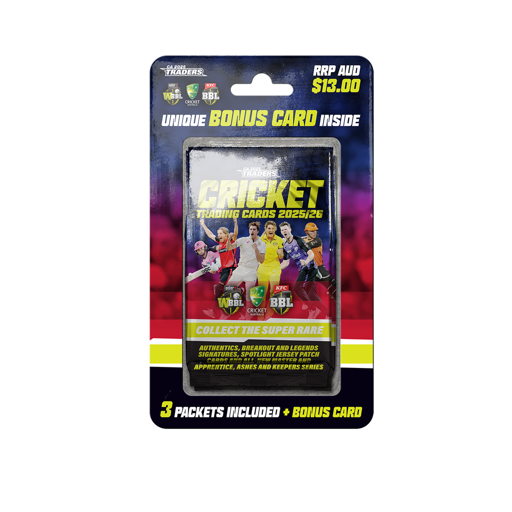 TLA Cricket Traders 2025/2026 Trading Cards Starter Pack (3 Packs + Exclusive Bonus Card)