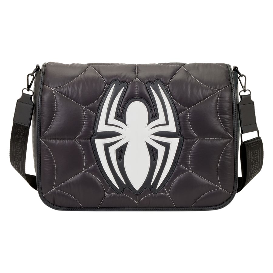 Marvel: Spider-Man Black & White Quilted Crossbody Messenger Bag - Loungefly