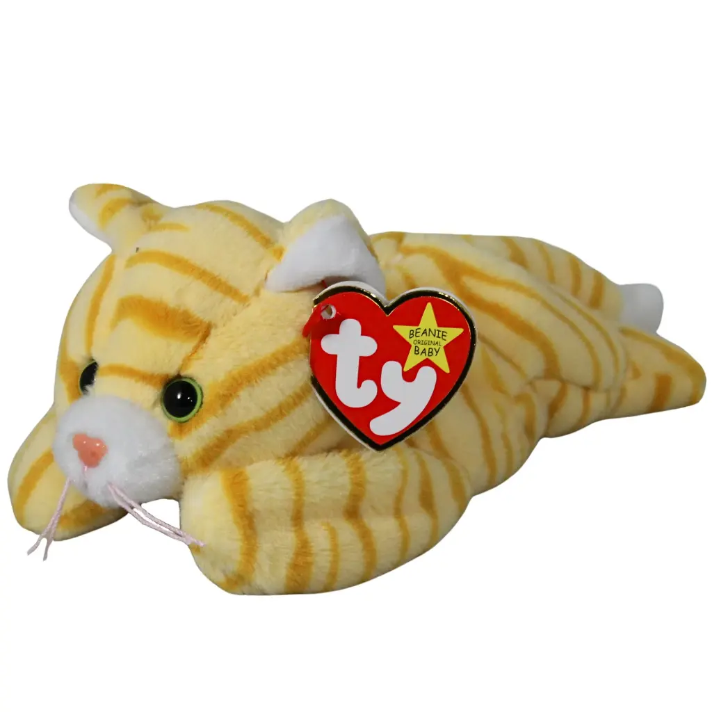 Ty Beanie Bellies: Amber II the Gold Cat Plush (Regular Size)