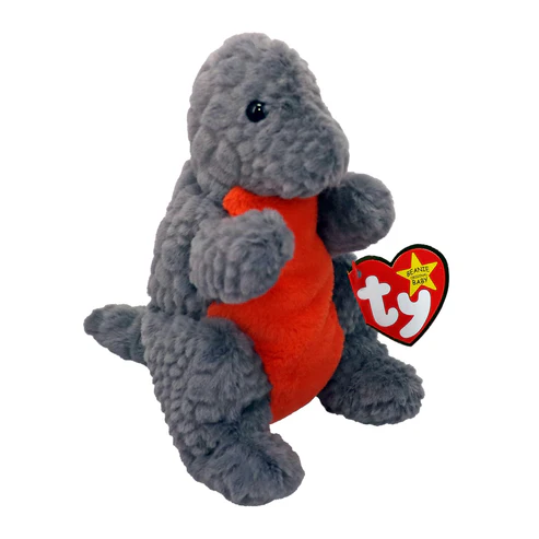 Ty Beanie Bellies: Emmett the Gray Dinosaur Plush (Regular Size)