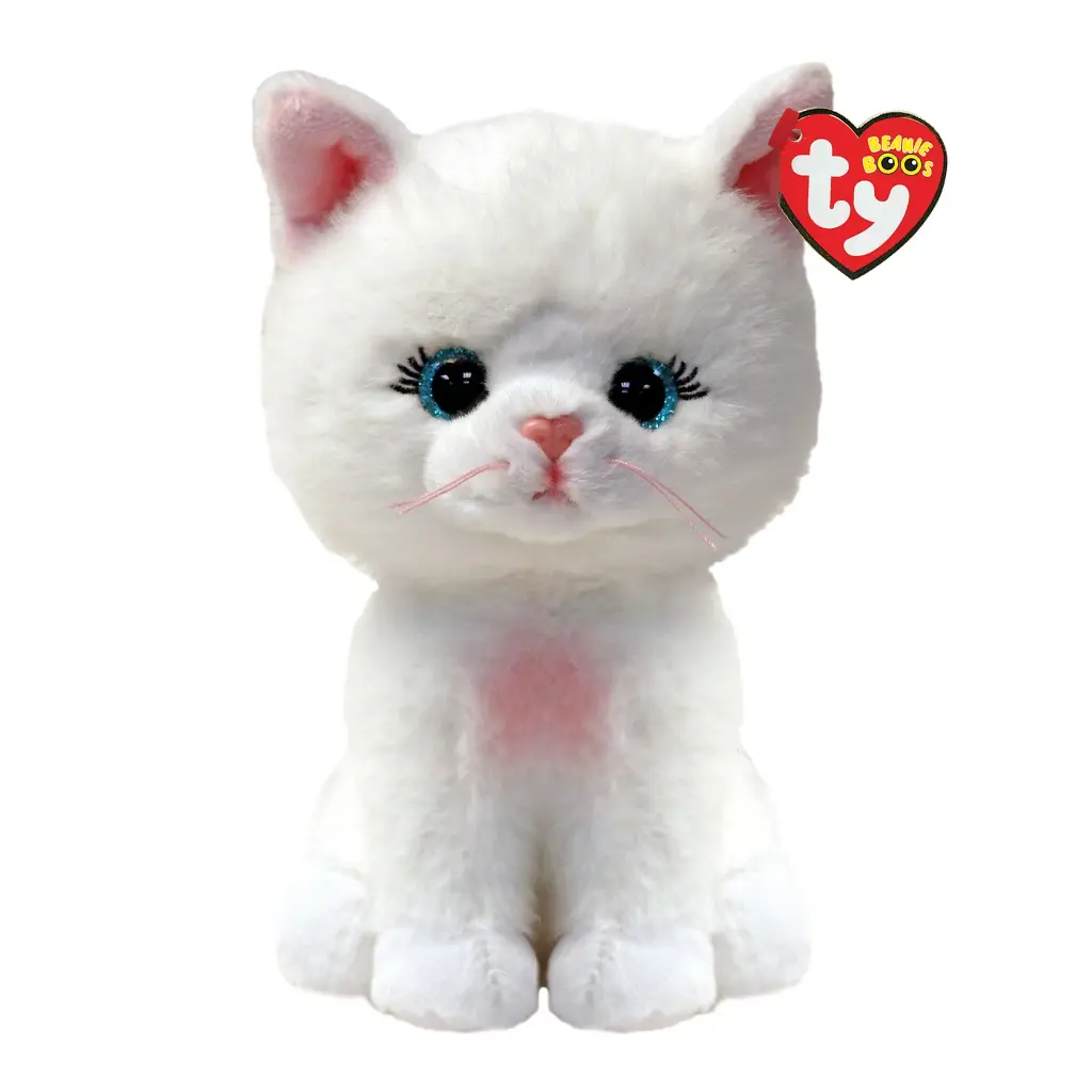Ty Beanie Boos: Amelia the White Cat Plush (Regular Size)