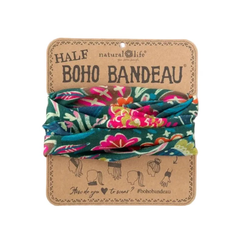 Boho Bandeau - Half Green Lined Floral