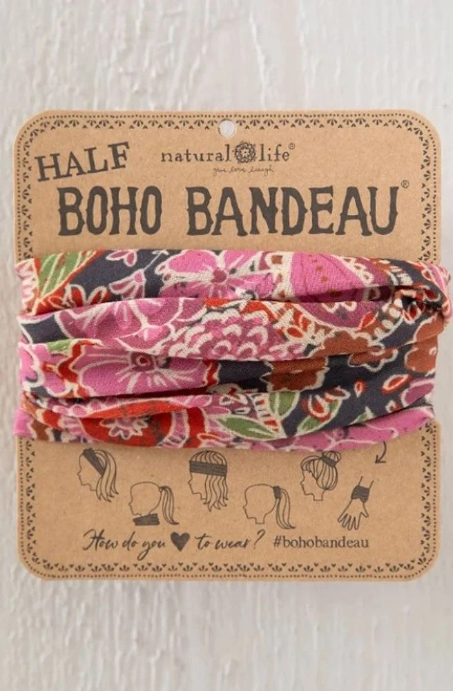 Boho Bandeau - Half Pink Sketched Paisley