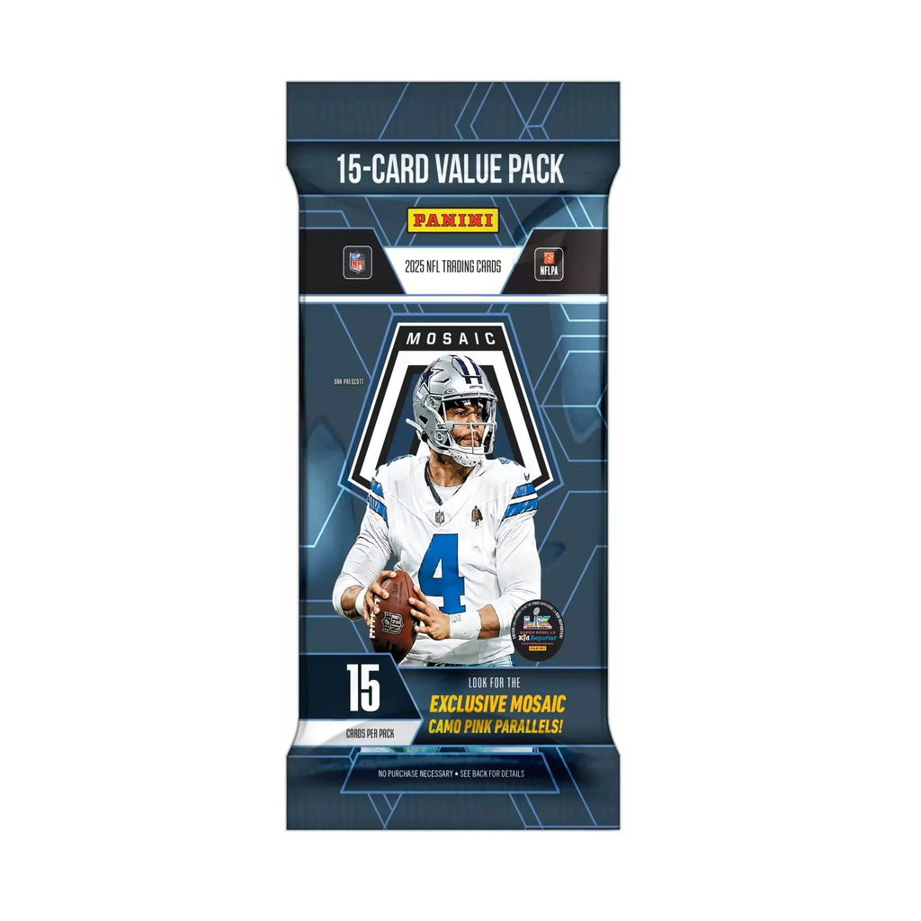 2025 Panini Mosaic NFL Football Trading Card Fat Pack (15 Cards)