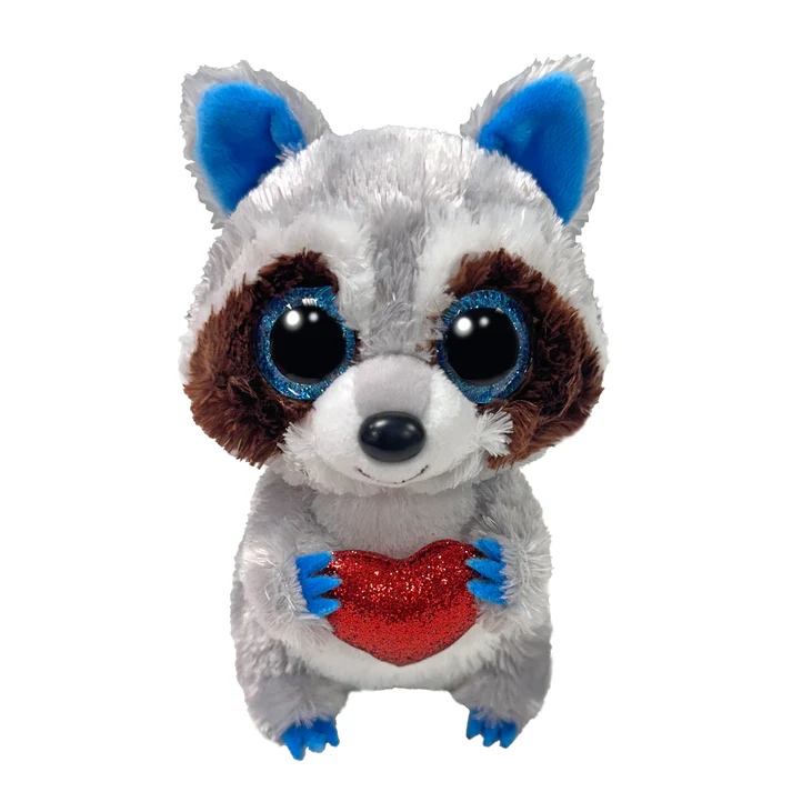 Ty Beanie Boos: Thief the Raccoon with Heart Valentines Day Plush (Regular Size)