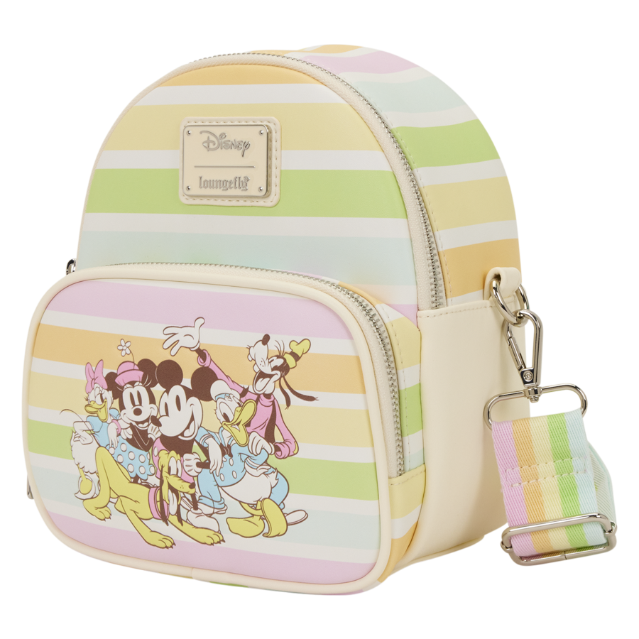 Disney - Mickey & Friends Rainbow Stripes Convertible Crossbody Bag - Loungefly