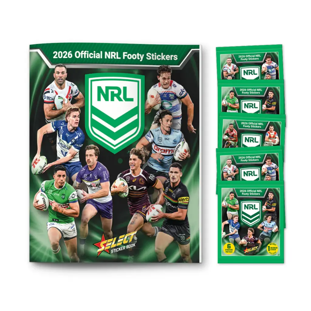 2026 Official NRL Footy Stickers Book Album (Includes 5 Packs)