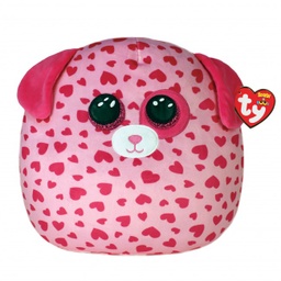 [39304] Beanie Squish A Boo - 10&quot; Tickle Pink Dog Heart Pattern Valentine's Day 2022