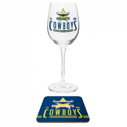 [NRL158BC] NRL North Queensland Cowboys Wine & Coaster Set