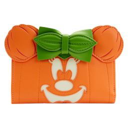 [LOUWDWA2225] Disney - Minnie Pumpkin Glow In The Dark Face Halloween Flap Purse - Loungefly