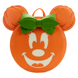 [LOUWDBK2562] Disney - Minnie Pumpkin Glow In The Dark Face Halloween Mini Backpack - Loungefly