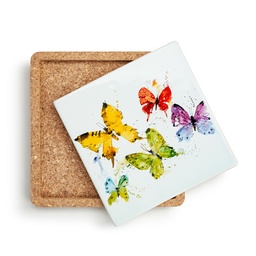 [1004610140] Dean Crouser - 19cm/7.5" Butterflies Cork Base Trivet