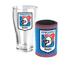[NRL416QG] NRL Newcastle Knights Heritage Pint Glass and Can Cooler