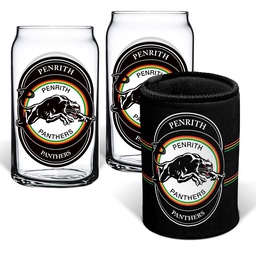 [NRL4001AH] NRL Penrith Panthers 2 Glasses & Can Cooler Gift Pack