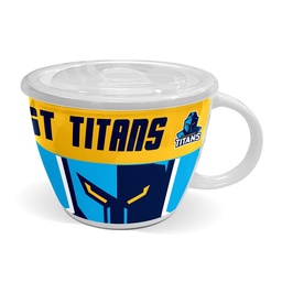[NRL020ZP] NRL Gold Coast Titans Soup Mug With Lid