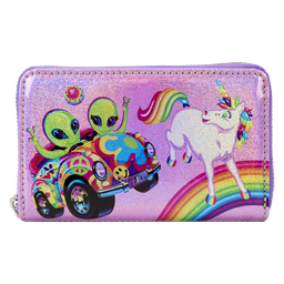 [LOULSFWA0008] Lisa Frank - Holographic Glitter Color Block Zip Around Wallet - Loungefly