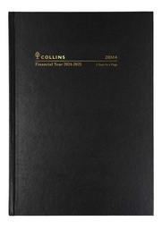 [28M4.P99-2425] Collins Financial Year Diary 2024-2025 A5 2 Days to a Page (Black)