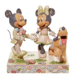 [6010101] Mickey & Minnie: White Woodland Springtime Stroll - Disney Traditions by Jim Shore